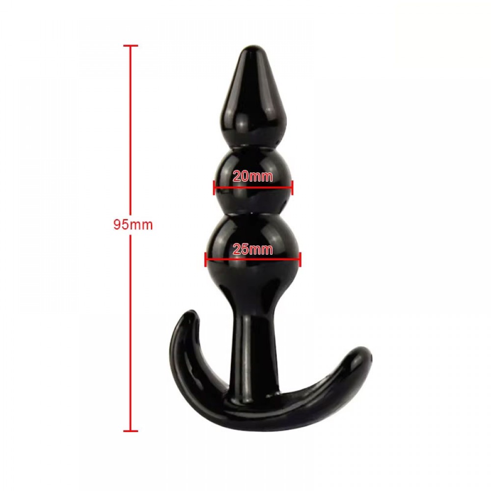 Anal Plug Tıkaç Silikon 3 Boğumlu 10cm 1.5cm Siyah