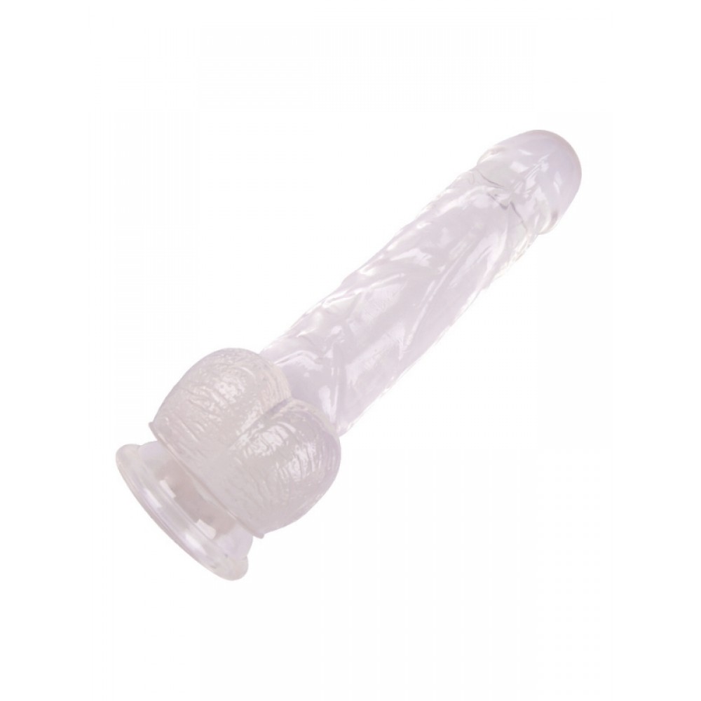 Dildo Gerçekçi Vantuzlu Testisli Jel Silikon 21.5cm Şeffaf