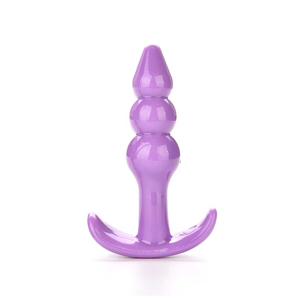 Anal Plug Tıkaç Silikon 3 Boğumlu 10cm 1.5cm Mor