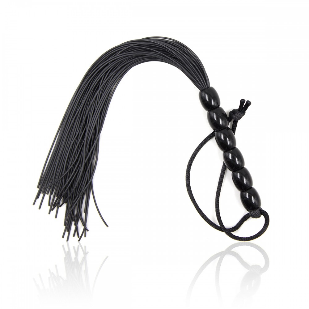 Tüylü Silikon 23cm Mini Kırbaç - Siyah