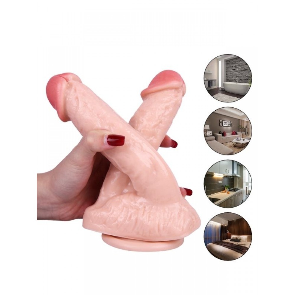 Dildo Realistik Çift Uçlu Vantuzlu Gerçekçi Jel Silikon 21cm 20cm Ten Rengi