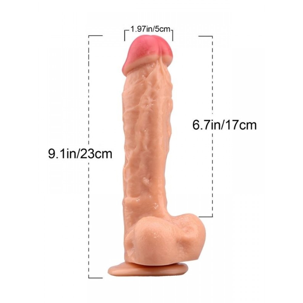 Dildo Realistik Gerçekçi Vantuzlu Testisli Jel Silikon 23cm 17cm